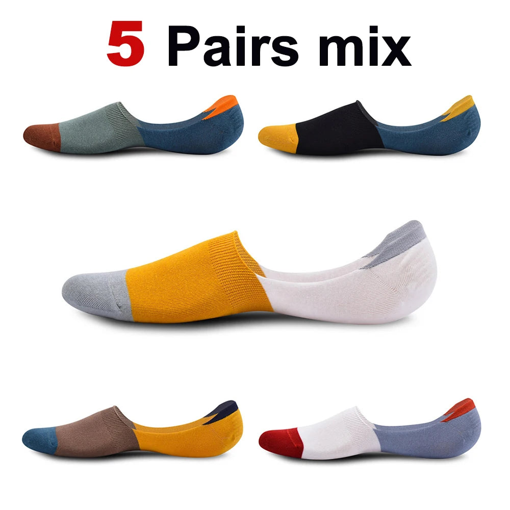 Mens Cotton Low Cut Anti Slip Invisible Socks - 12