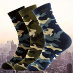 Polyester Elastane Camouflage Crew Socks