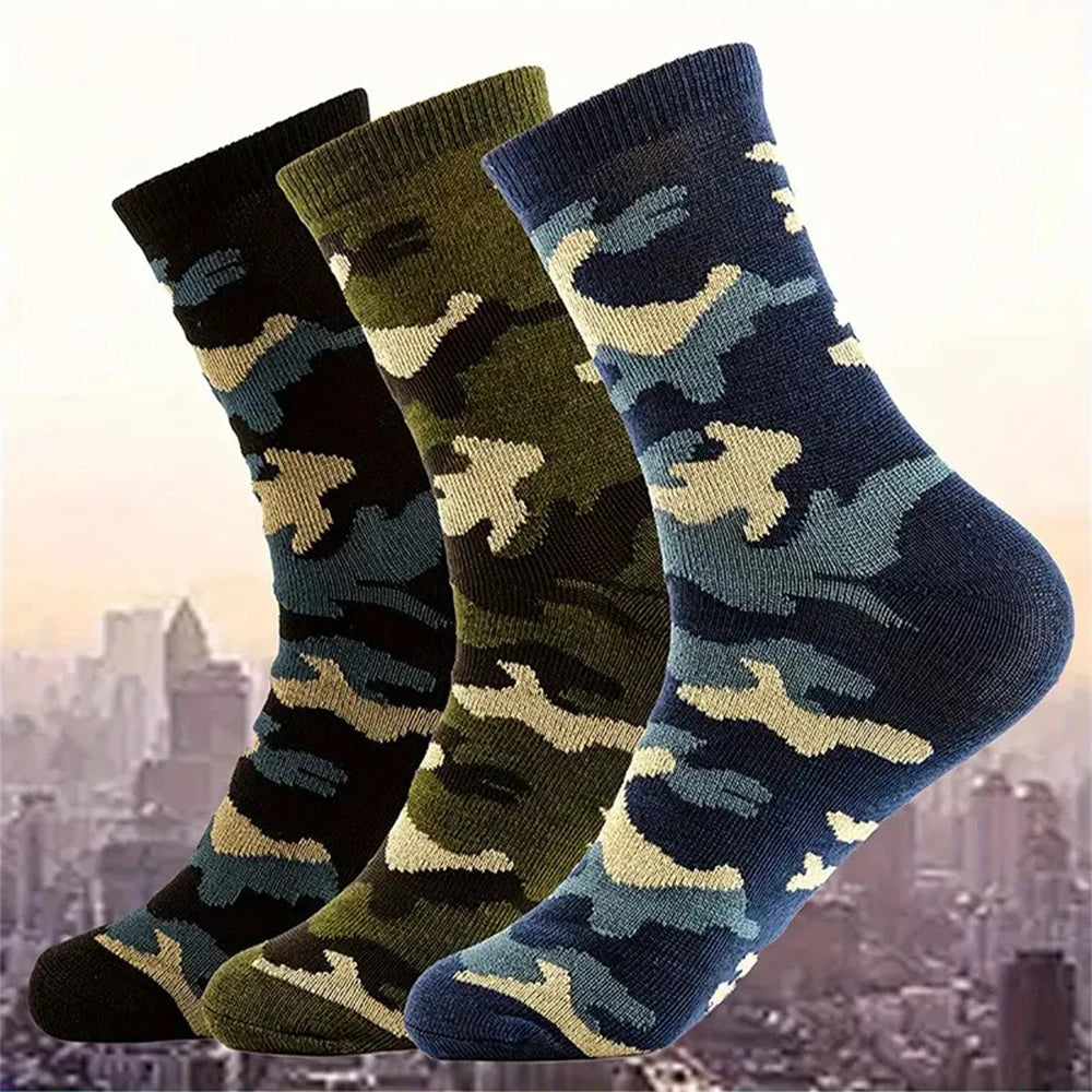 Polyester Elastane Camouflage Crew Socks