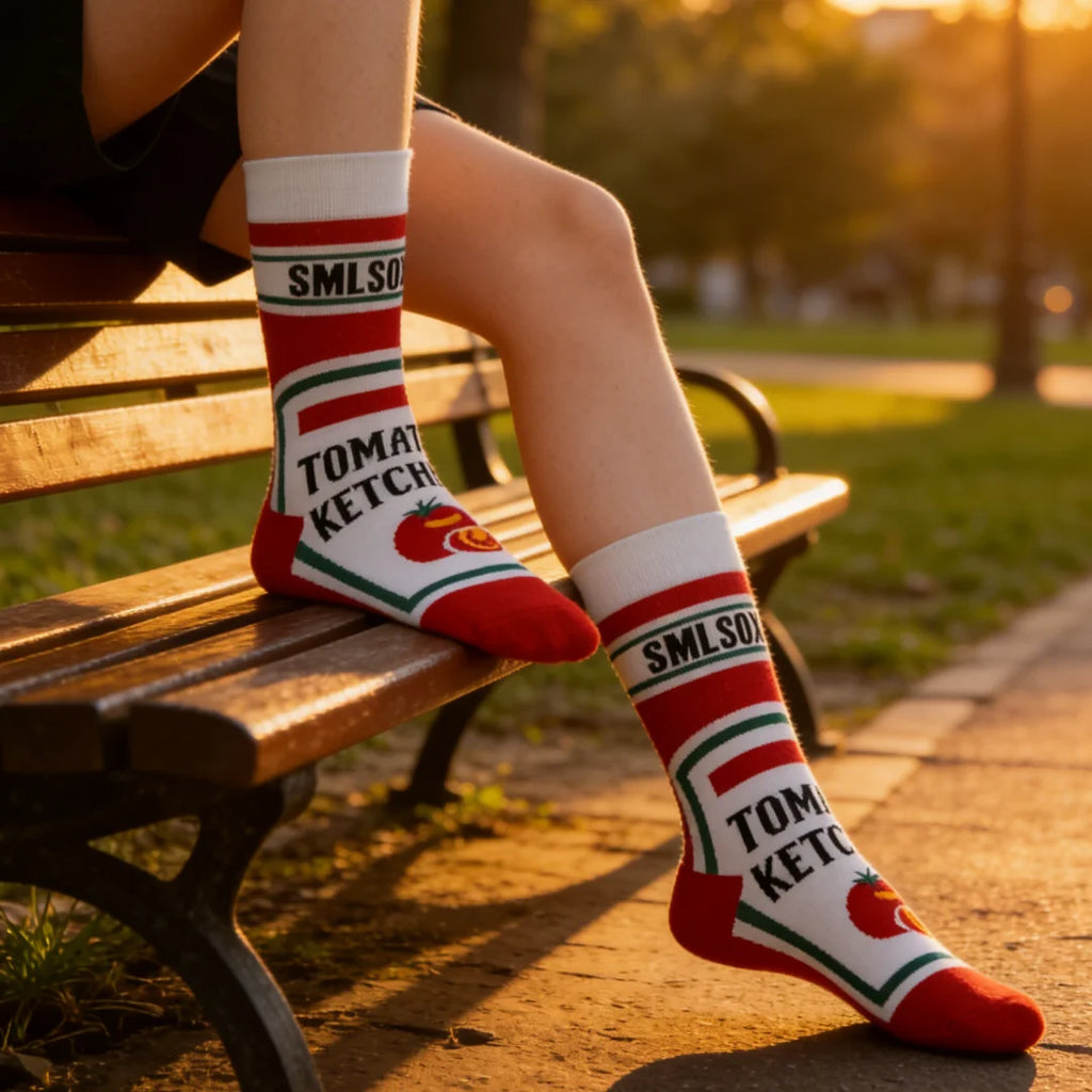 Cotton Blend Tomato Print Mid Calf Socks