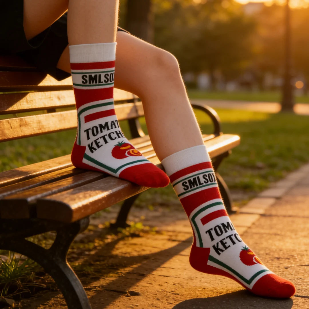 Cotton Blend Tomato Print Mid Calf Socks