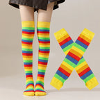 Striped Polyester Thigh High Socks and Arm Warmer Set
