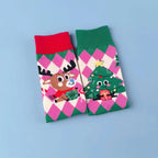 Cotton Blend Christmas Cartoon Pattern Mid Tube Socks