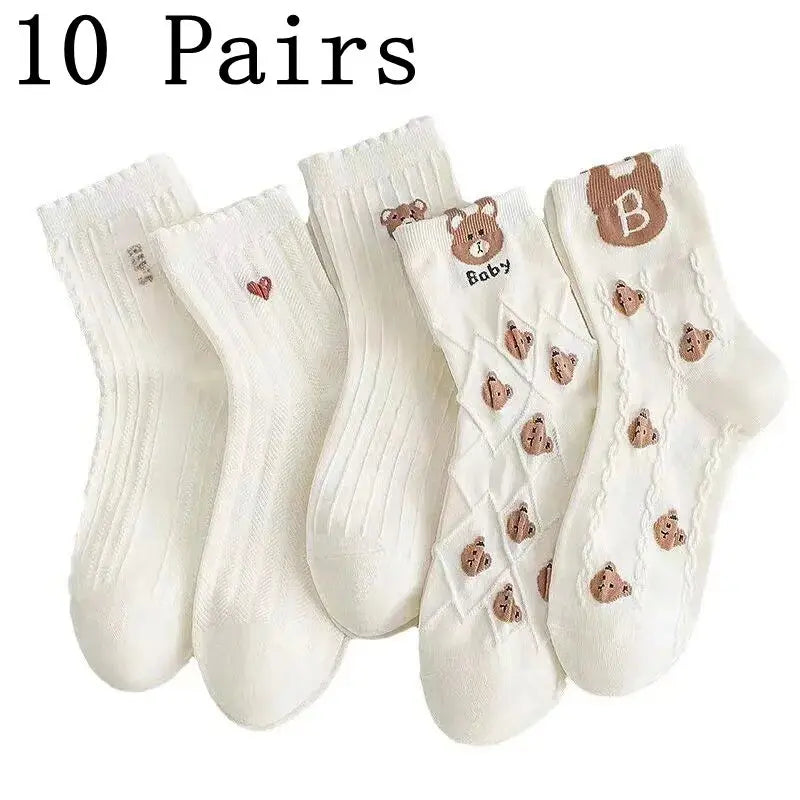 Polyester Blend Cartoon Expression Mid Tube Casual Socks