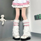 Faux Fur Leg Warmers With Buckle Straps