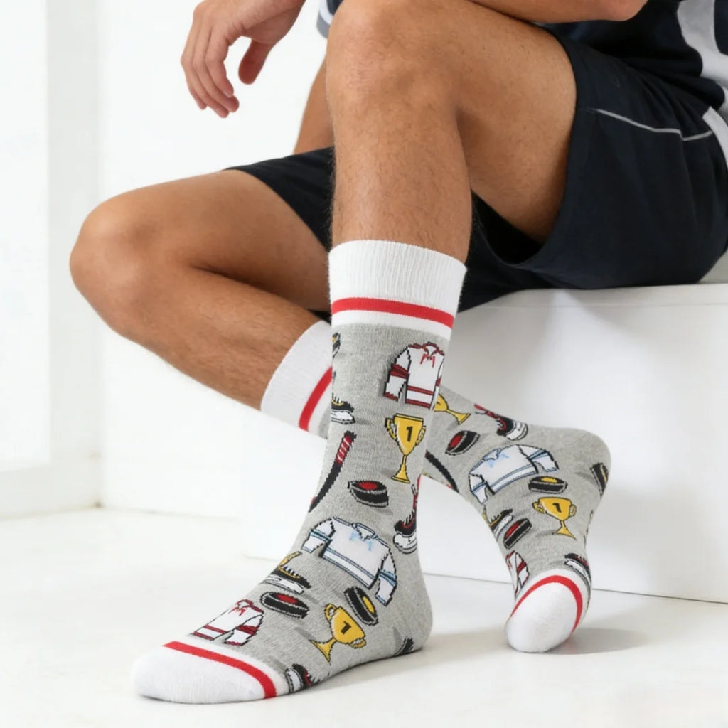 Cotton Blend Shrimp Pattern Mid Calf Socks