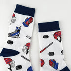 Polyester Blend Ice Hockey Pattern Mid Calf Socks