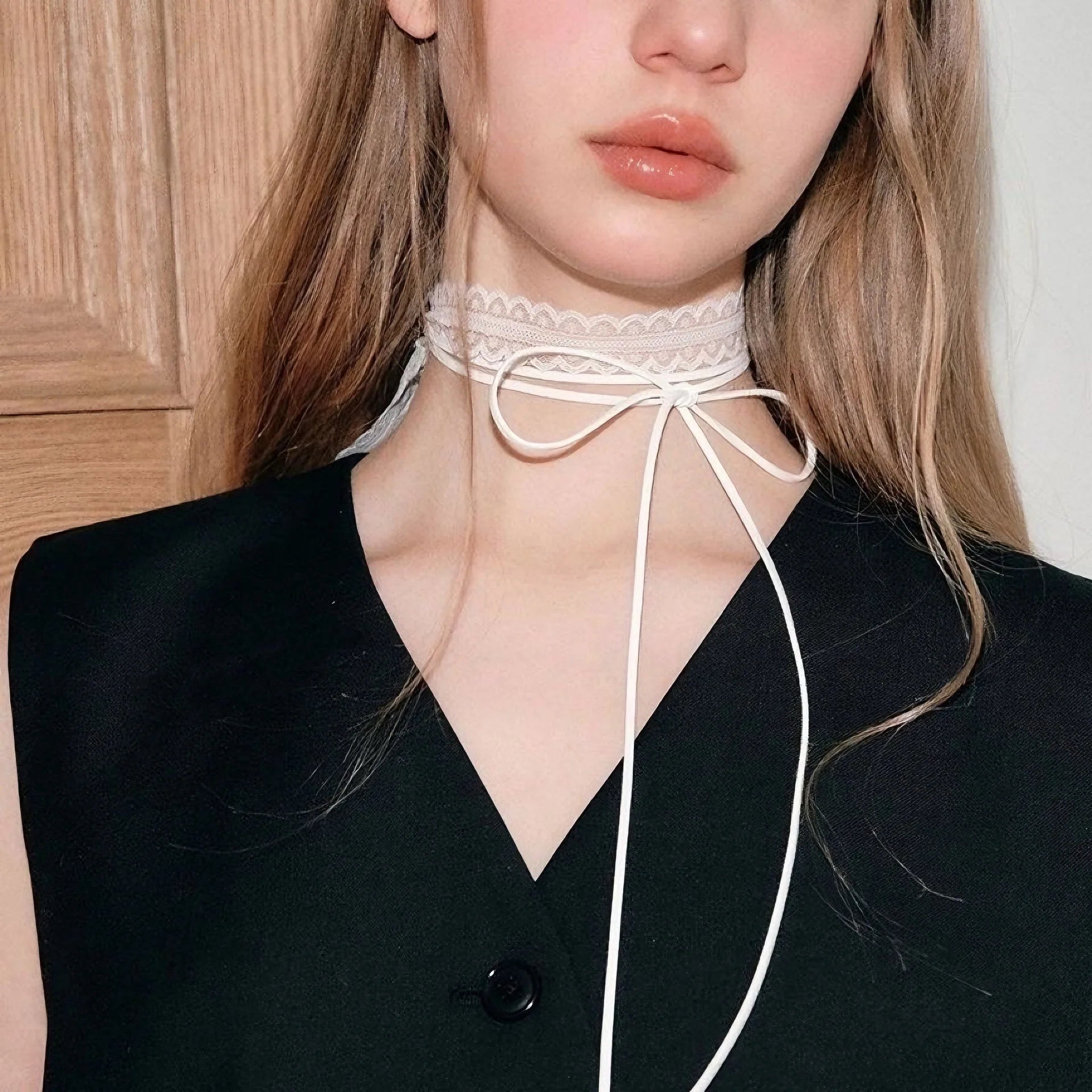 Lace Ribbon Bowknot Choker Necklace - 12