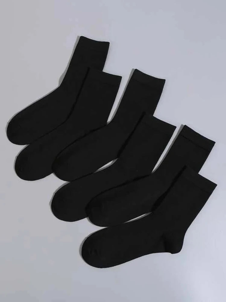 6 Pairs Polyester Spandex Mens Crew Socks