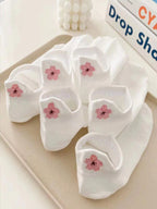 Polyester Blend Floral Print Low Cut Ankle Socks 5 Pack