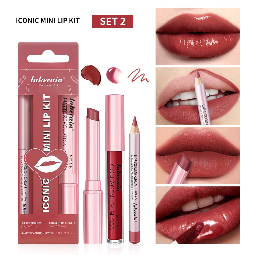 Matte Lipstick and Lip Liner Makeup Set - 22