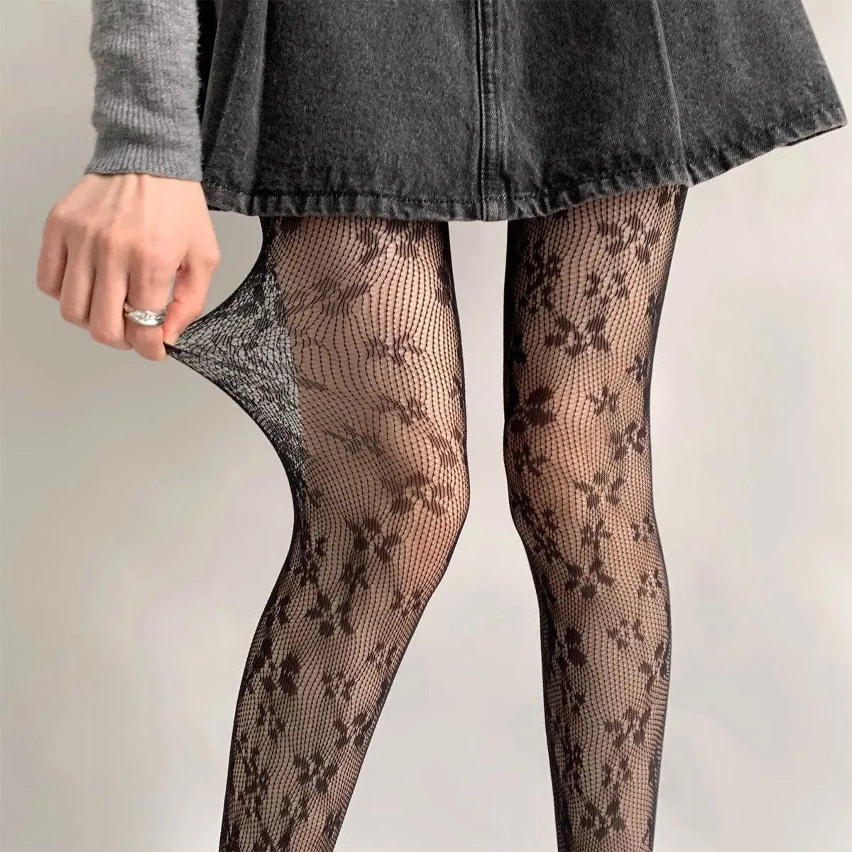 Floral Lace Mesh Nylon Pantyhose Tights