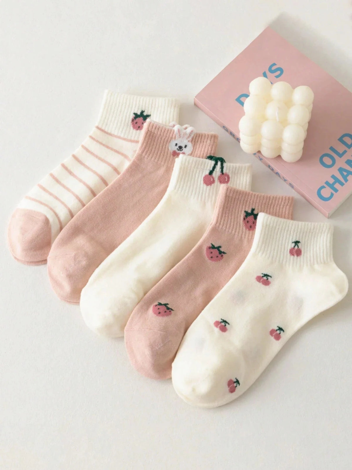 5 Pairs Polyester Elastane Knit Low Tube Women Casual Socks