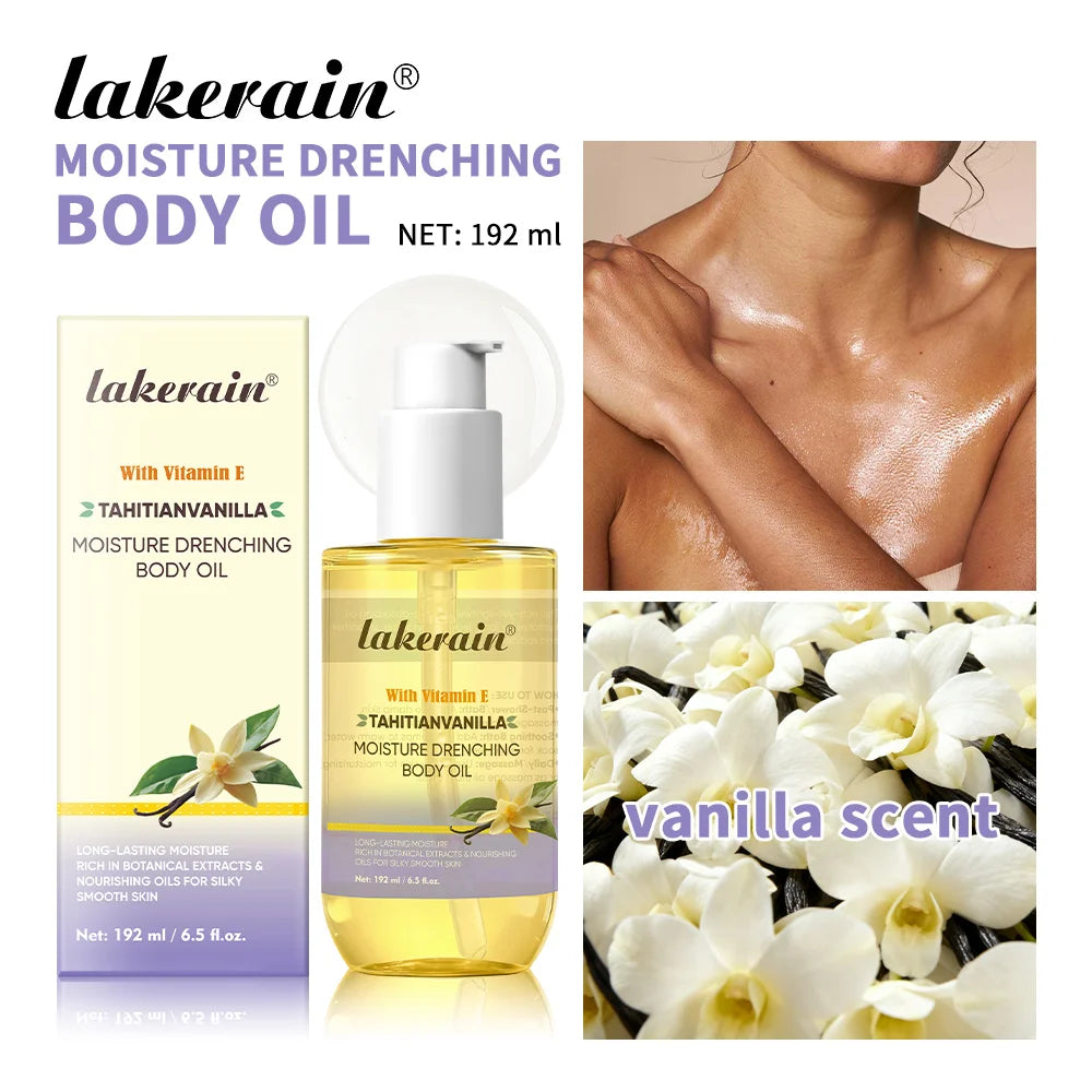 Vanilla Scented Moisturizing Body Oil for Dry Skin Hydration