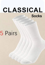 5 Pairs Polyester Spandex Solid Color Casual Crew Socks