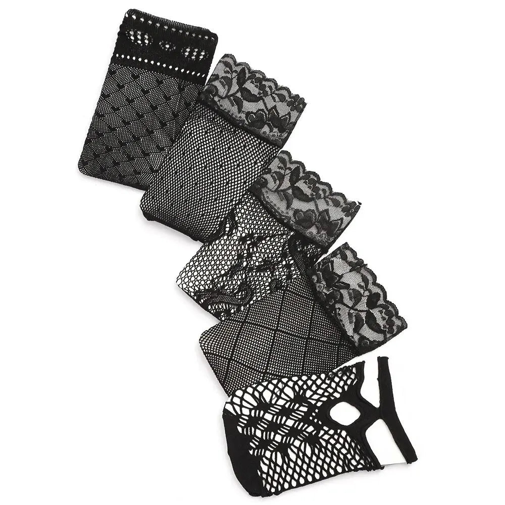 Polyester Elastane Mesh Lace Ankle Socks 5 Pairs
