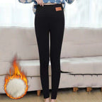 Polyester Lamb Fleece Thermal Leggings High Waist Winter Tights