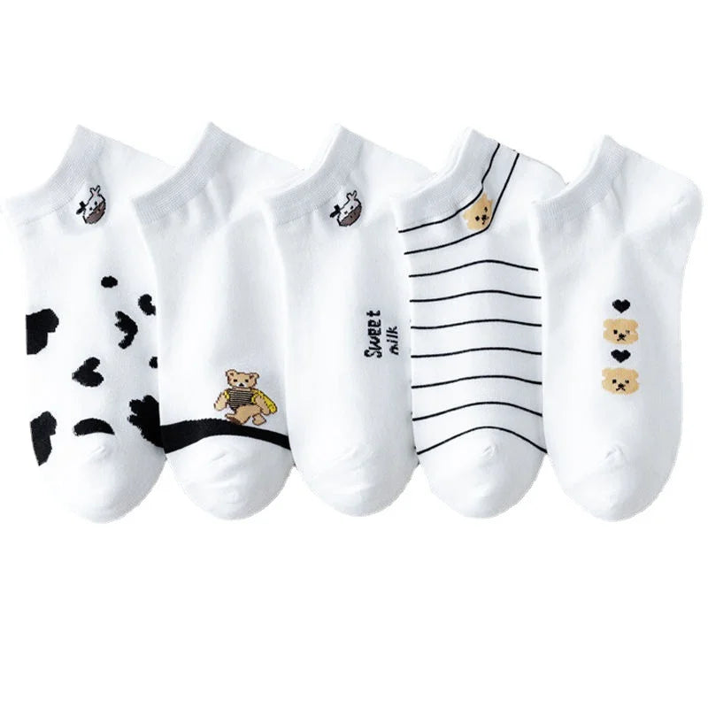 Polyester Elastane Cartoon Pattern Low Tube Socks