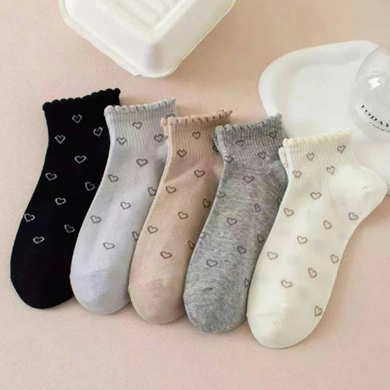 Polyester Elastane Heart Print Casual Socks