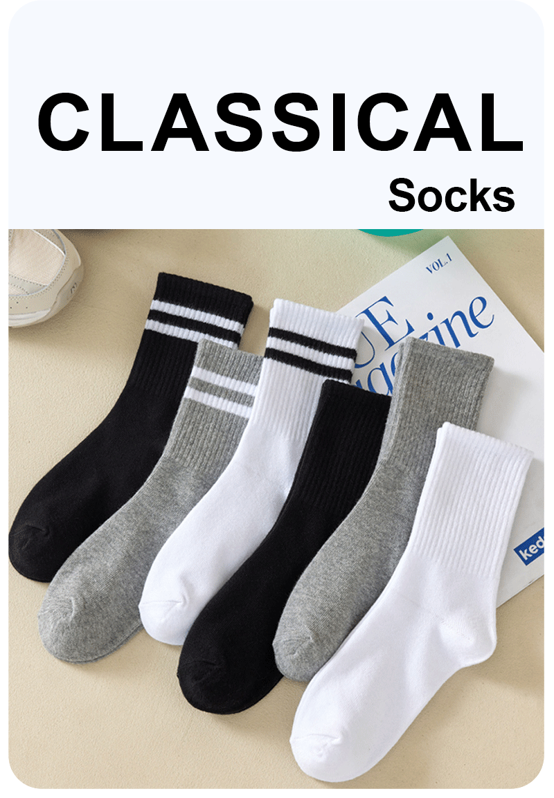Polyester Elastane Crew Socks 6 Pairs