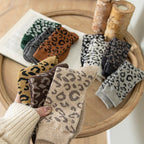 Leopard Print Wool Mid Calf Socks
