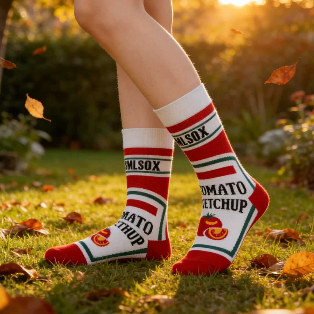 Cotton Blend Tomato Print Mid Calf Socks - 1