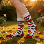 Cotton Blend Tomato Print Mid Calf Socks