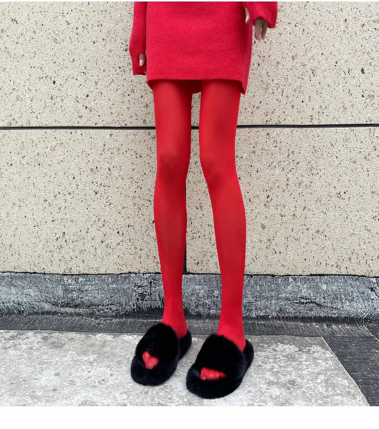 Solid Polyester Elastane Slim Fit Pantyhose Tights