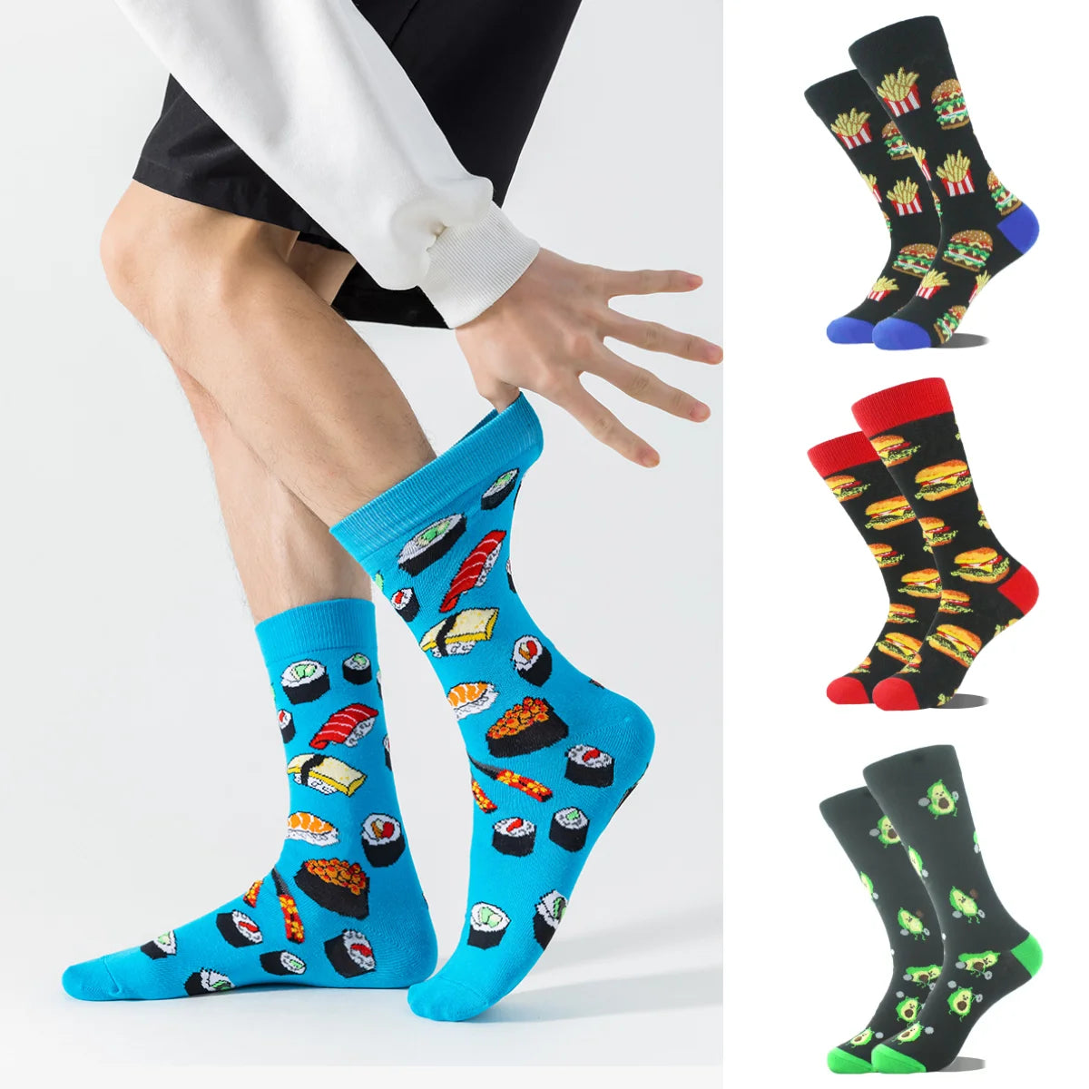 Unisex Polyester Crew Socks Food Pattern - 1