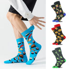 Unisex Polyester Crew Socks Food Pattern