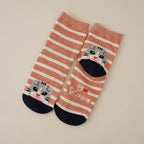 Cotton Blend Cat Pattern Casual Crew Socks for Women