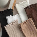 Ruffled Polyester Blend Mid Length Womens Socks 6 Pair Set