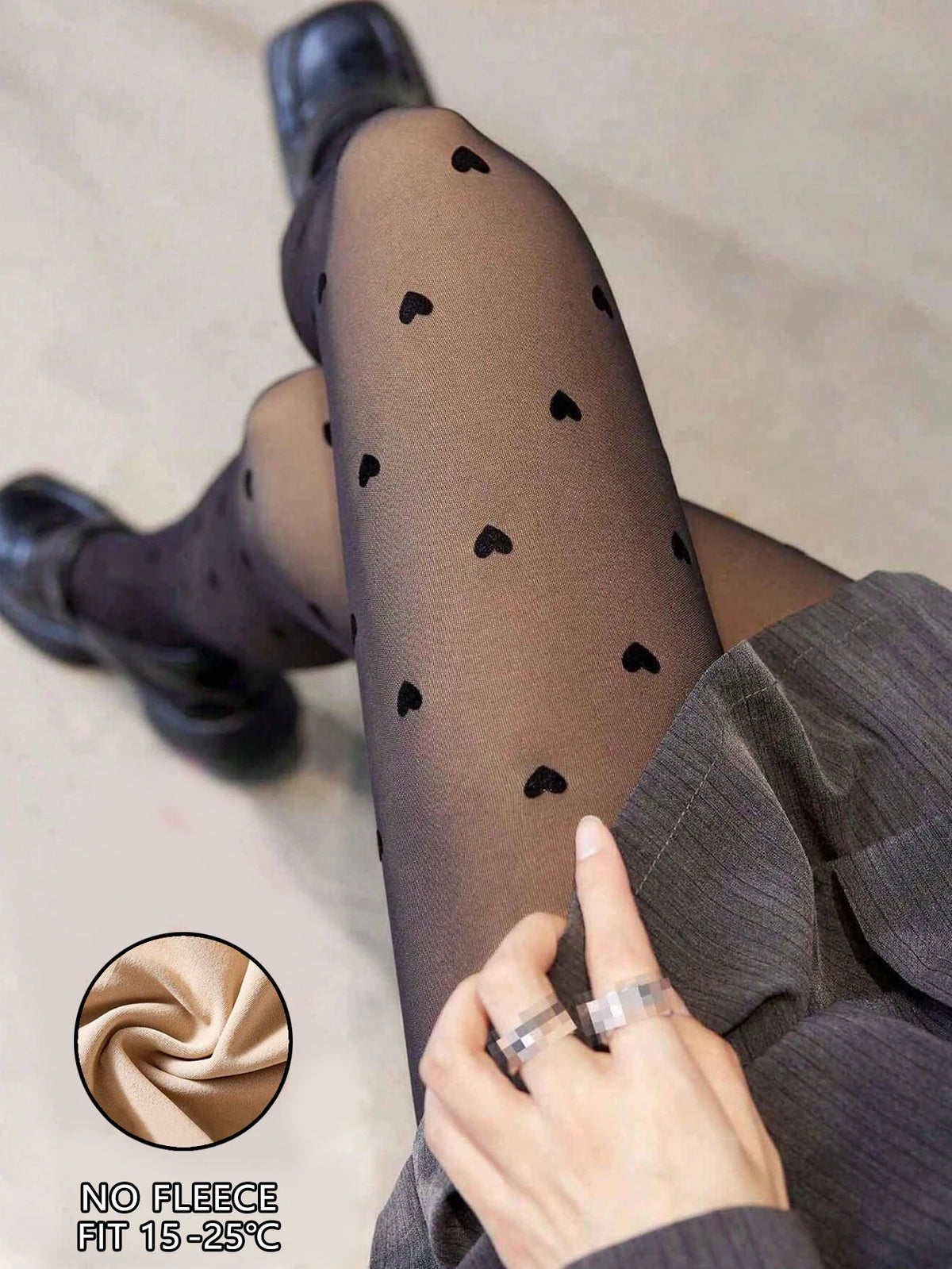 Thermal Fleece Lined Translucent Tights for Women