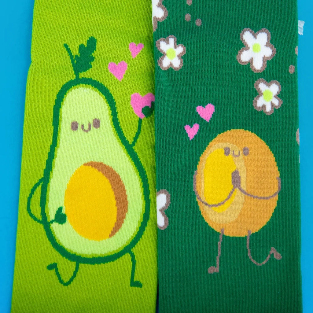 Cotton Blend Avocado Print Womens Mid Calf Socks