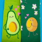 Cotton Blend Avocado Print Womens Mid Calf Socks