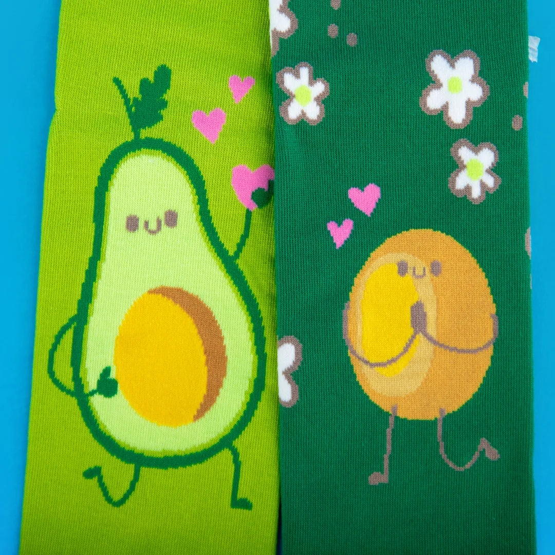 Cotton Blend Avocado Print Womens Mid Calf Socks