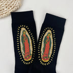 Polyester Elastane Portrait Print Mid Calf Socks