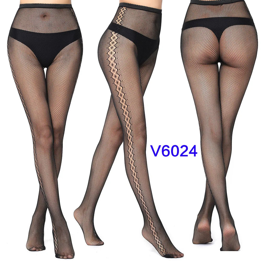 Nylon Spandex Jacquard Patterned Fishnet Pantyhose Tights - 39