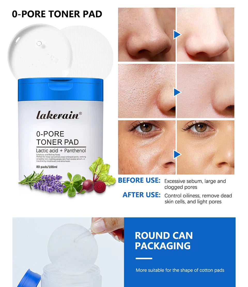 Pore Refining Toner Pads and Peptide Facial Serum Skin Care Set
