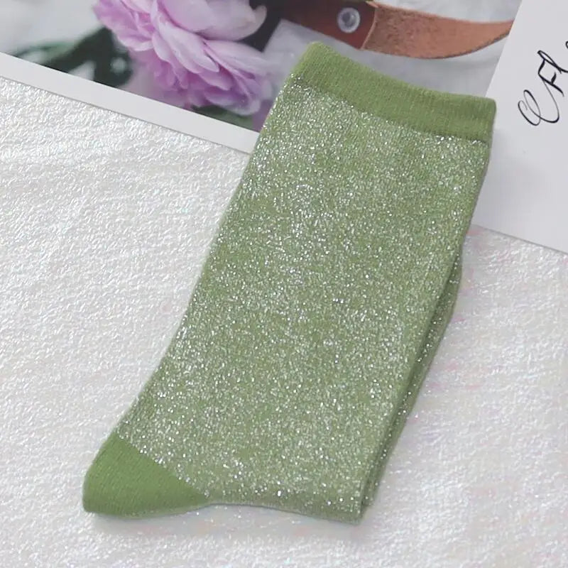 Metallic Knit Women Casual Socks