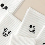 Polyester Blend Cartoon Expression Mid Tube Casual Socks