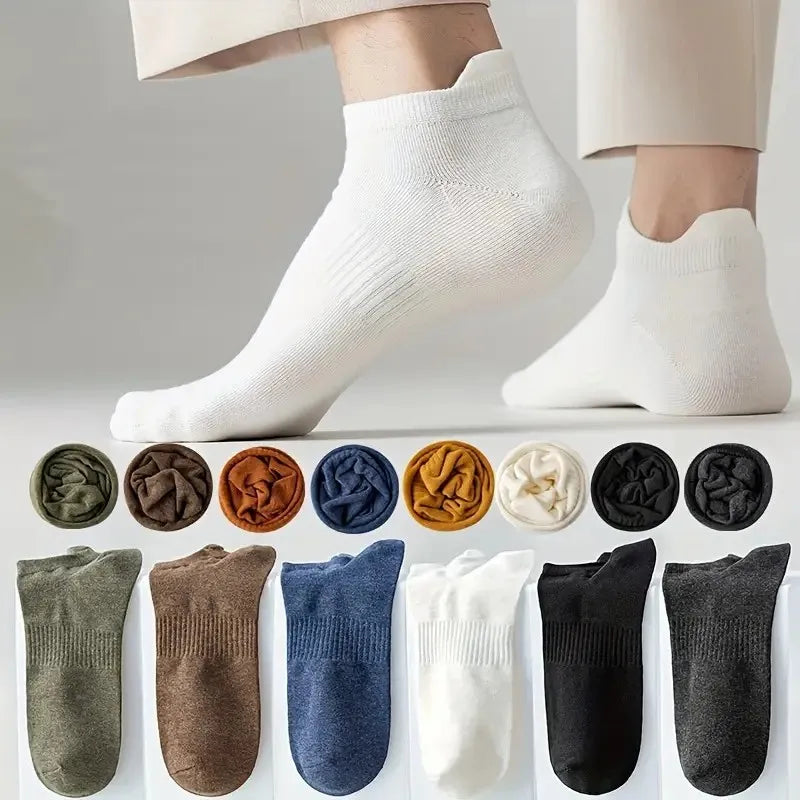10 Pairs Mens Cotton Casual Ankle Socks