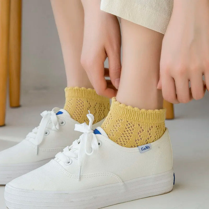 Cotton Polyester Mesh Ankle Socks for Women