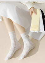 Lace Mesh Knit Ankle Socks Breathable Hollow Out Stockings
