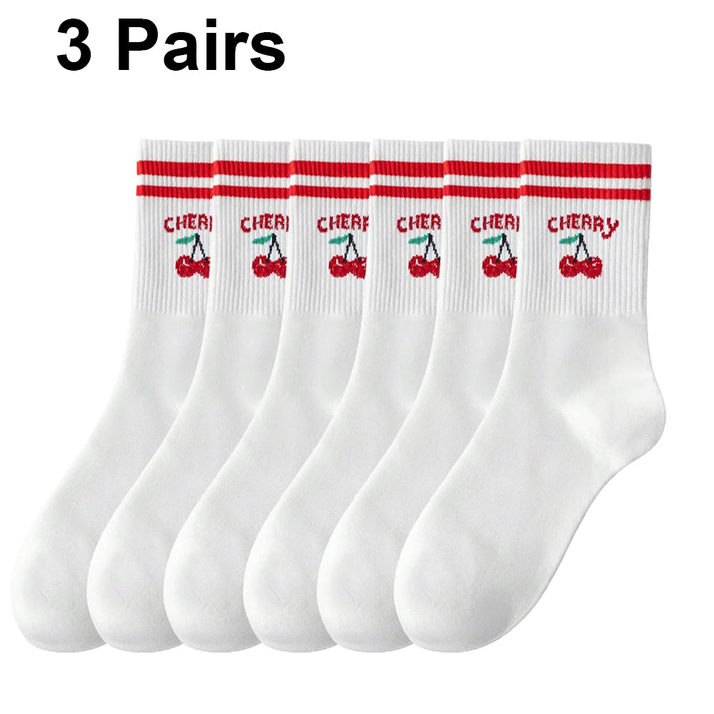Polyester Elastane Blend Casual Mid Tube Socks 3 Pair Set - 7