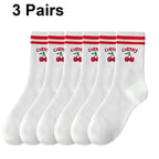 Polyester Elastane Blend Casual Mid Tube Socks 3 Pair Set