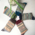 Polyester Elastane Knit Crew Socks Five Pair Set