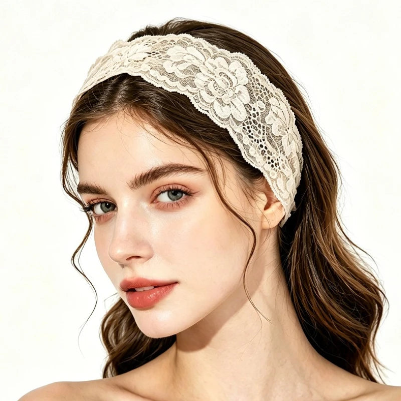 Floral Lace Elastic Headband for Women