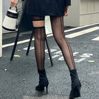 Nylon Asymmetric Cutout High Waist Pantyhose Tights