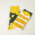 Cotton Lemon Print Mid Calf Casual Socks